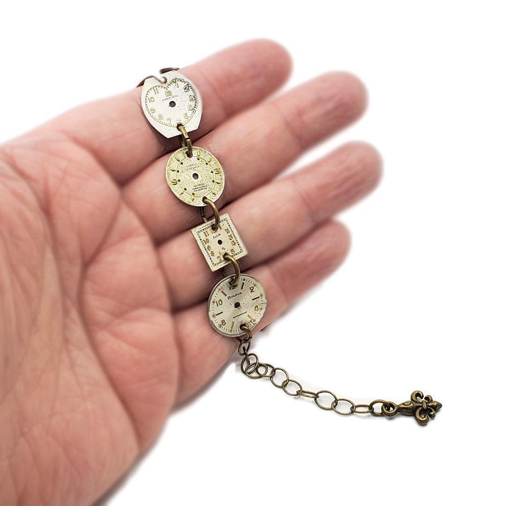 Bracelet - Single Strand Watch Dials - Antiqued Silver by Christine Stoll | Altered Relics