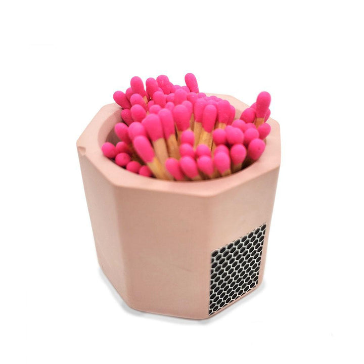 Match Holder - Light Pink Concrete (Hot Pink Matches) by Tenn Prairie