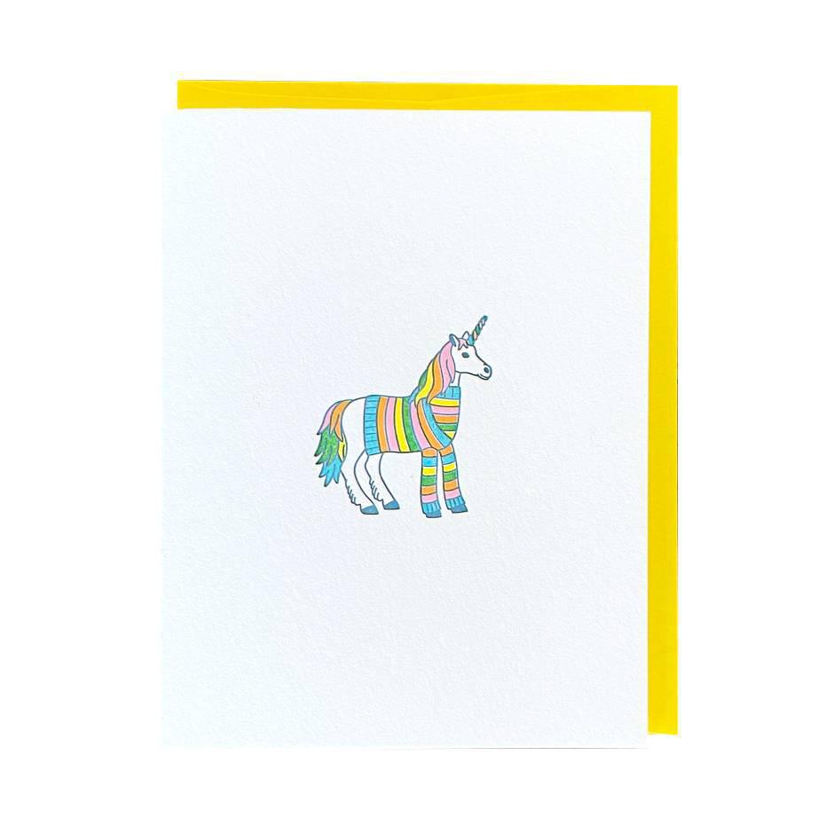 Card - Unicorn in a Sweater Letterpress by Green Bird Press