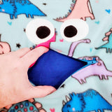 Bag - Chomper Buddy Drawstring (Aqua Dinosaurs Blue) by Peek A Boo Plush, image 4 of 5