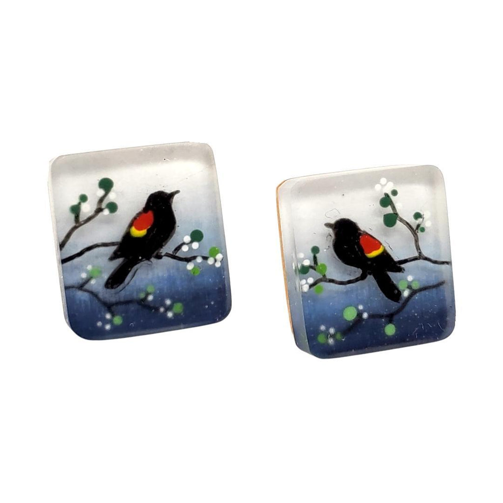 Earrings - Red Wing Blackbird Studs by Fernworks