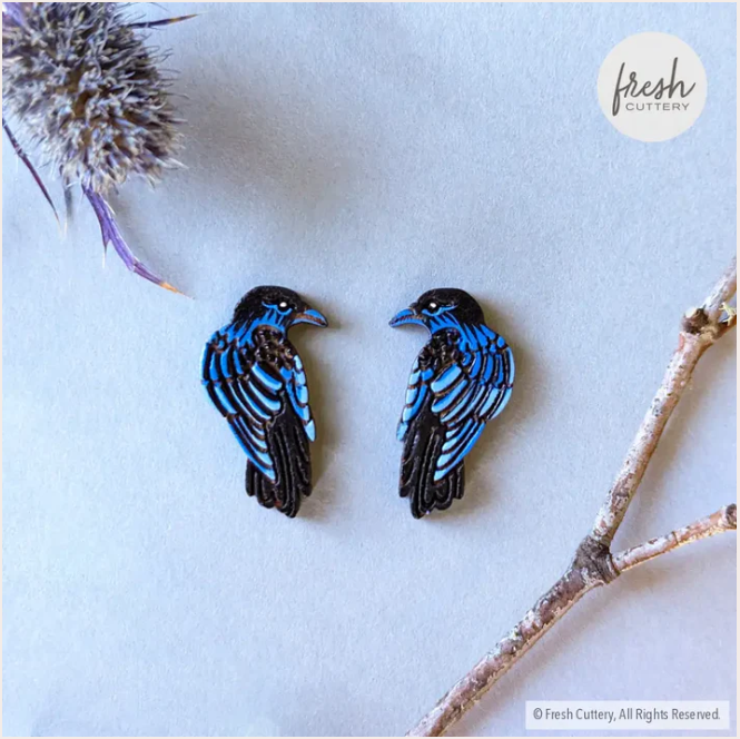 Earrings - Raven (Studs) by Fresh Cuttery