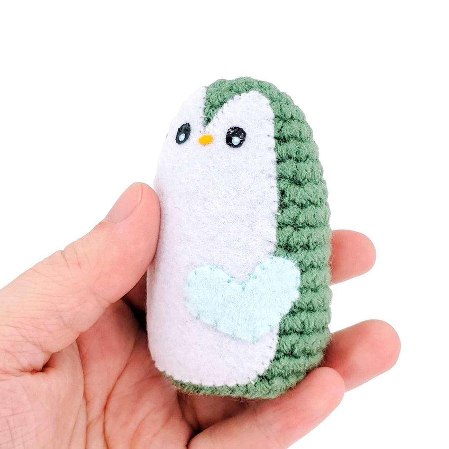 Plush Toy - Small Penguin (Muted Green with Mint Heart) by Moyo Workshop, image 2 of 6
