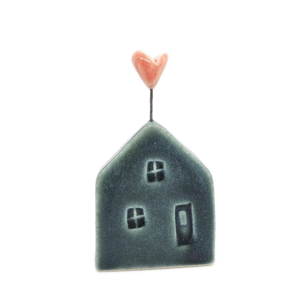 Tiny Pottery House - Teal with Heart (Assorted Colors) by Tasha McKelvey