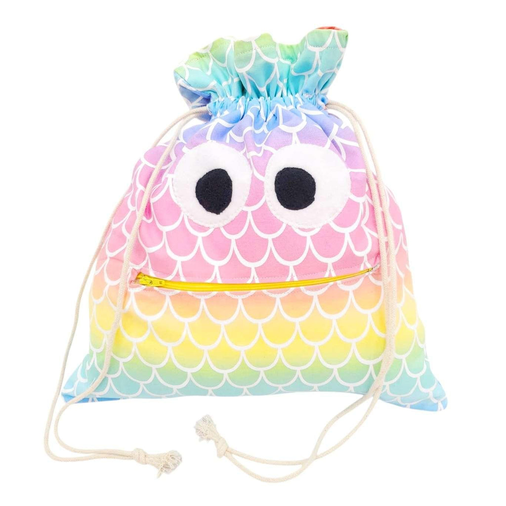 Bag - Chomper Buddy Drawstring (Mermaid Scales Pink) by Peek A Boo Plush