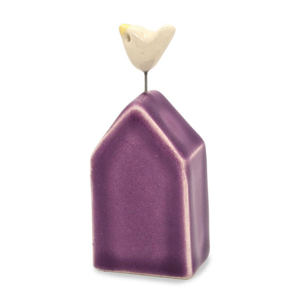 Tiny Pottery House - Magenta with Bird (Assorted Colors) by Tasha McKelvey