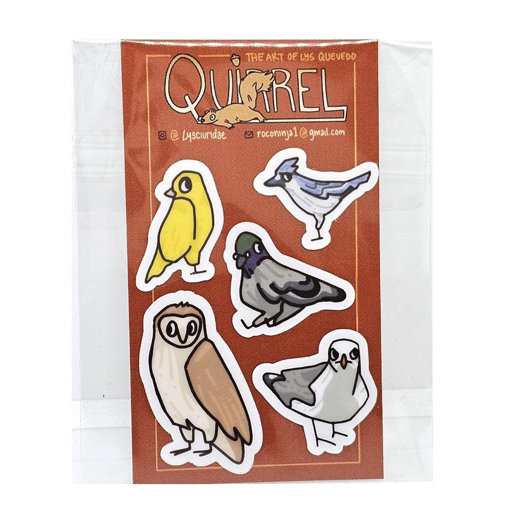 Tiny Stickers  - Set of 5 - Feathered Bird Friends (Assorted) by Quirrel