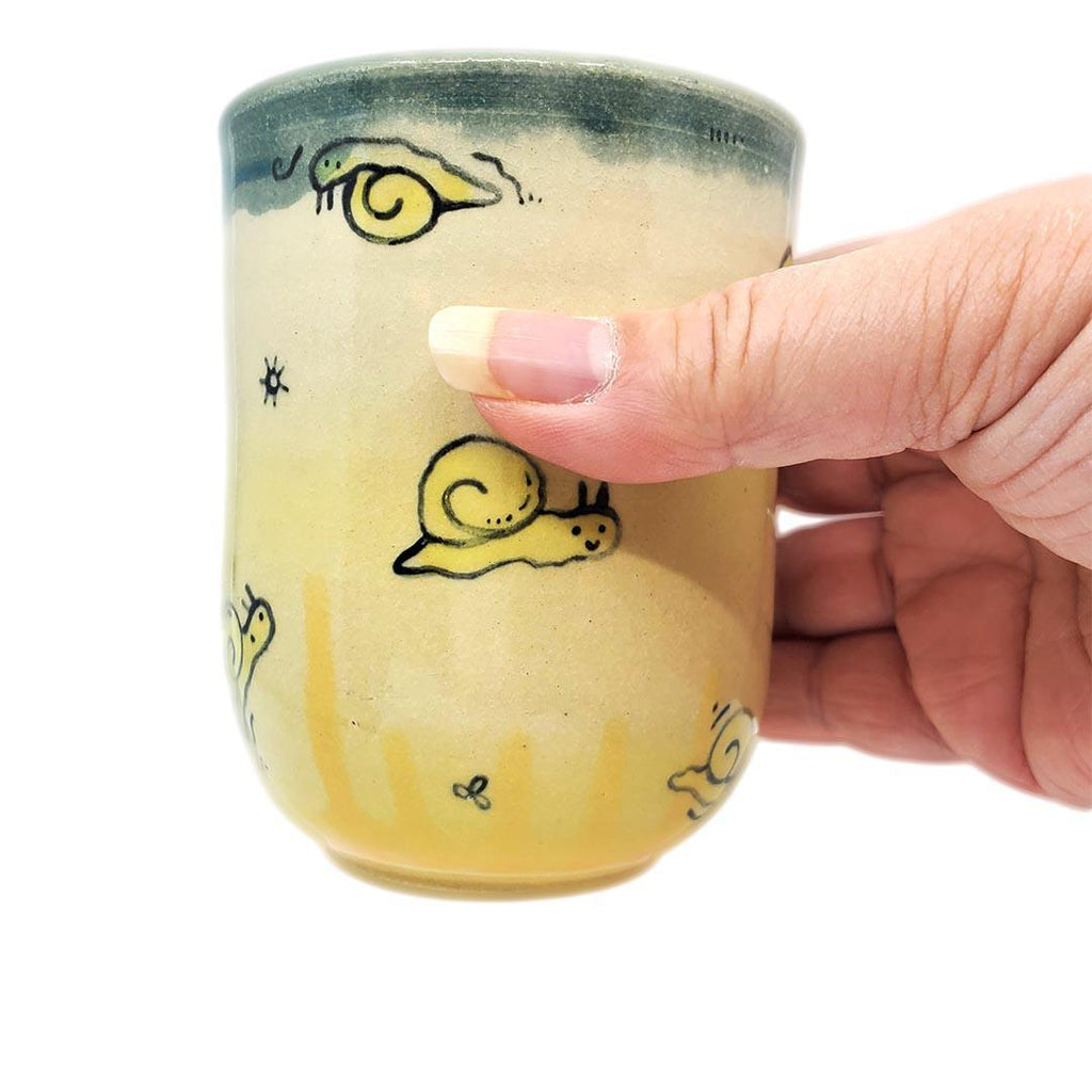 Tall Tumbler - 12 oz - Yellow Snail by Dwadlings