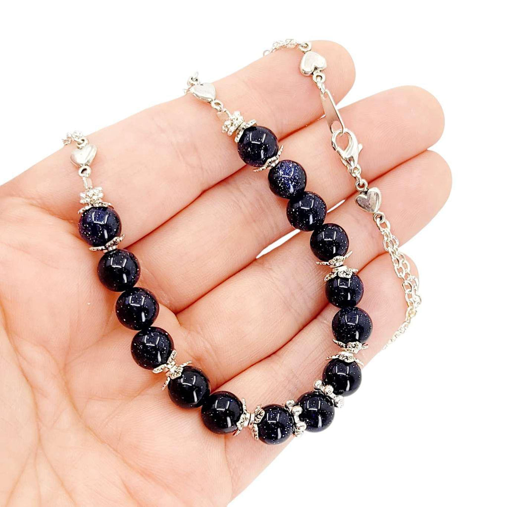 Necklace - Blue Goldstone Bead Chain by Tiny Aloha