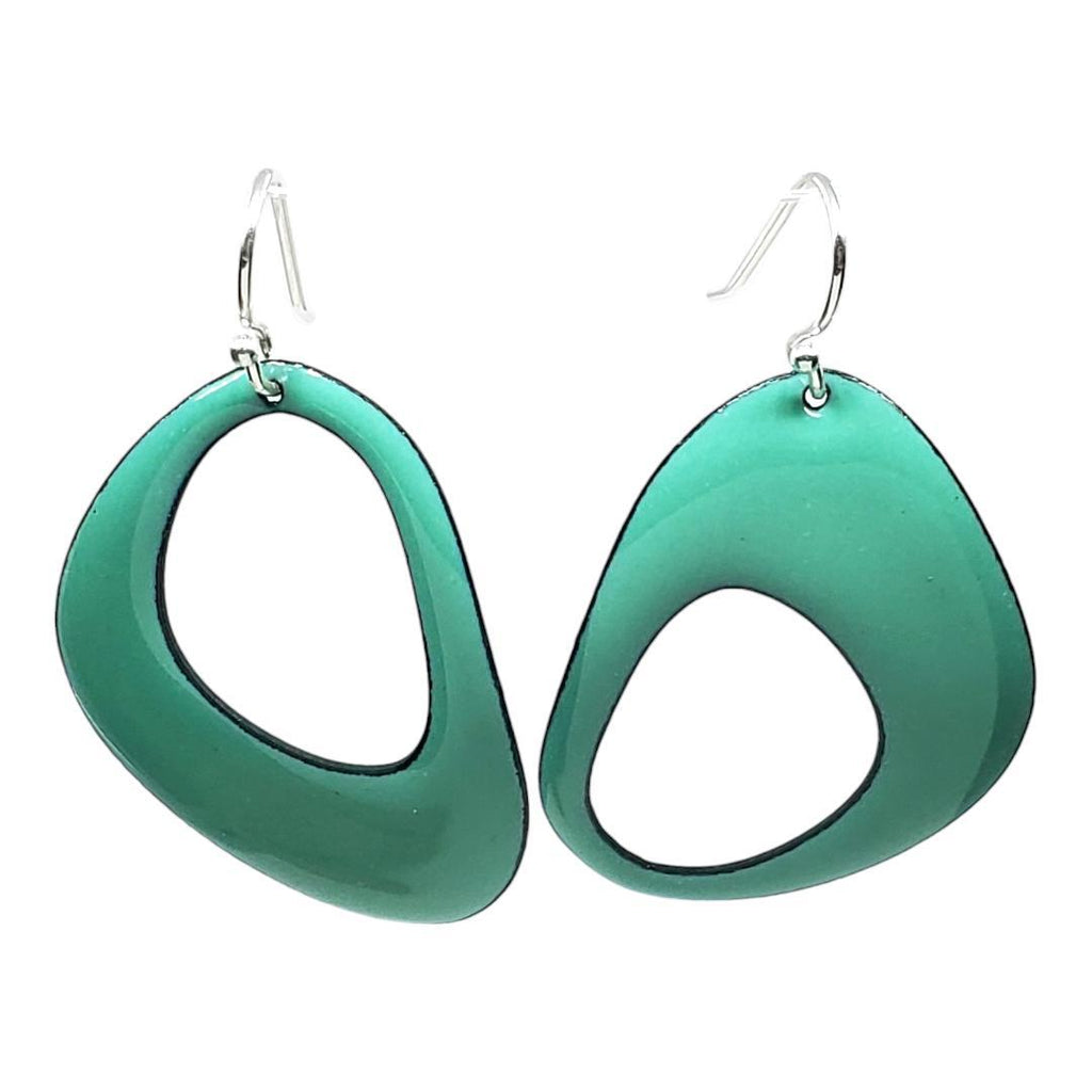 Earrings - Retro Asymmetrical Open (Turquoise) by Magpie Mouse Studios