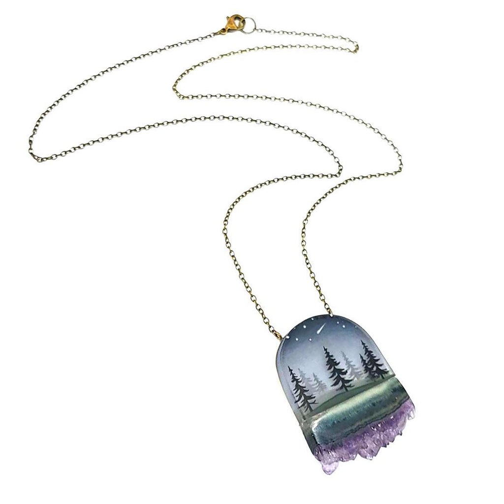 Necklace - Pines Crystal (Amethyst) by Fernworks