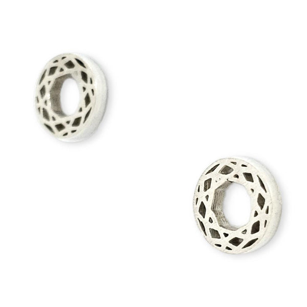 Earrings - Small Brilliant Cut Shiny Sterling Posts by La Objeteria