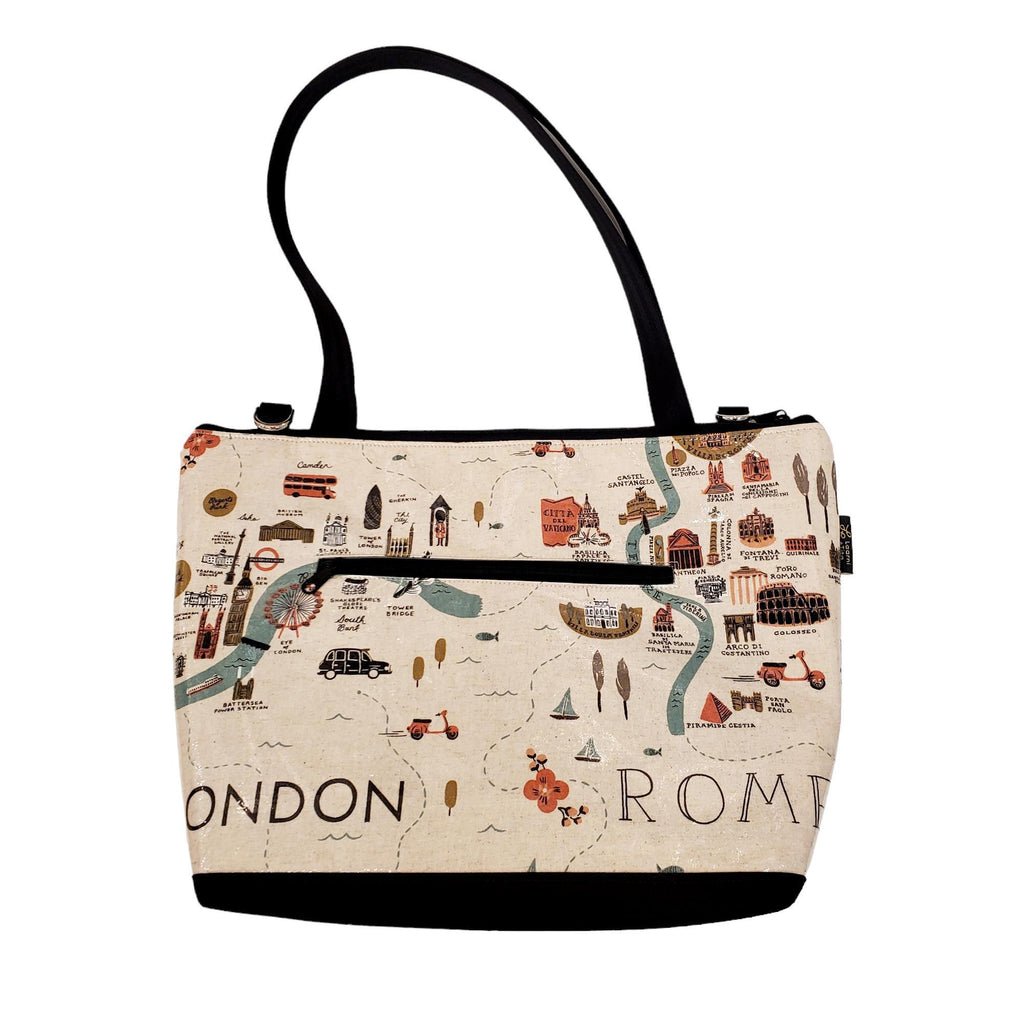 Lydia Tote - Travel Landmarks (Linen) - Reinforced by Laarni and Tita