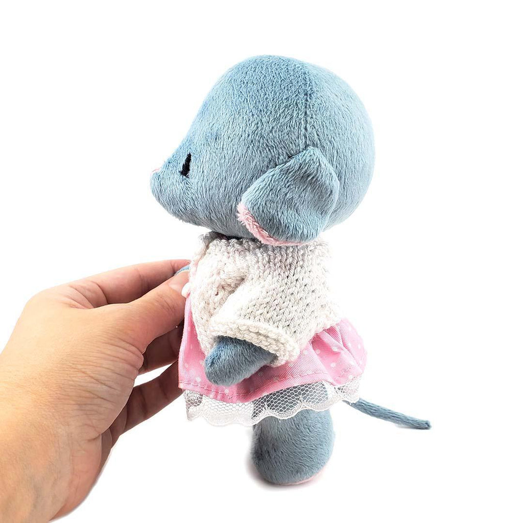 Plush - Gray Mouse in Pink Dress and White Cardigan by Frank and Bubby