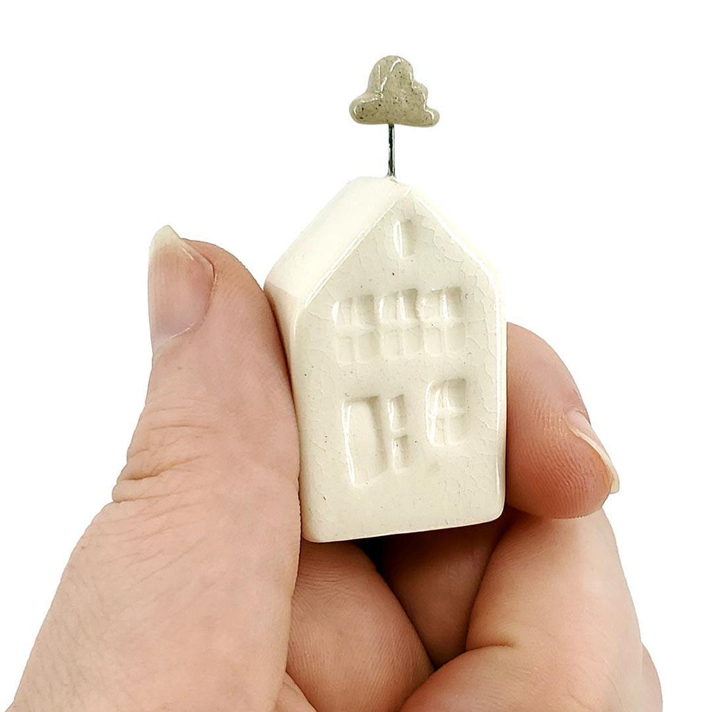 Tiny Pottery House - White with Cloud by Tasha McKelvey