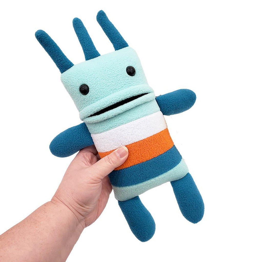 Plush - Mini Creature (Aqua Teal Orange Stripes) by Mr. Sogs