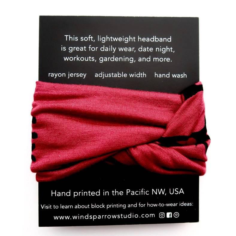 (New) Headbands - Parsley on Berry Red by Windsparrow Studio