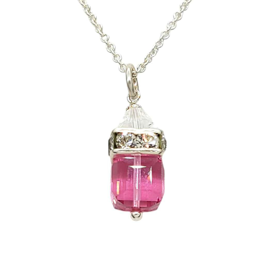 Necklace - Square Rose Crystal with Sterling Sterling by Sugar Sidewalk