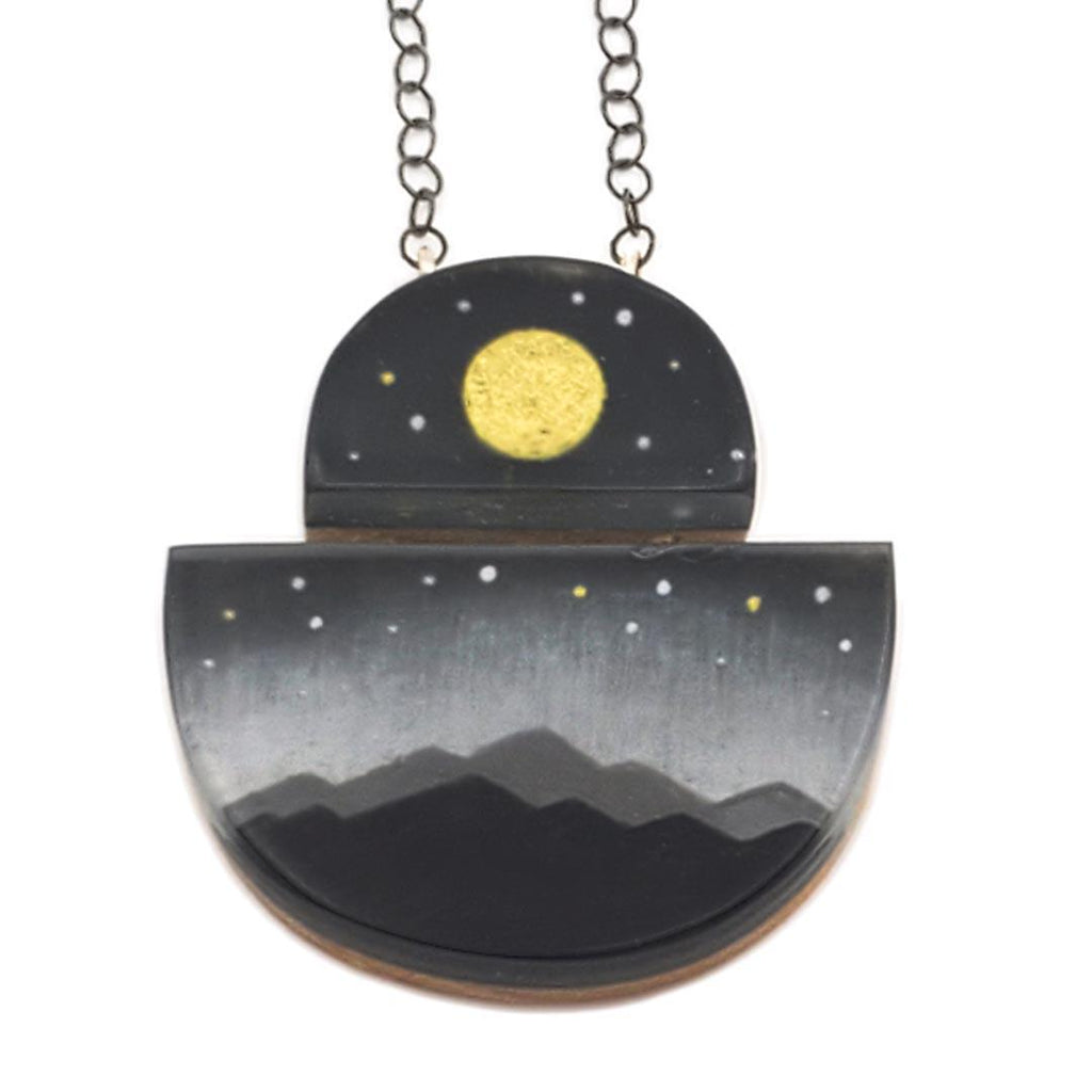 Necklace - Full Moon Gold Painted by Fernworks