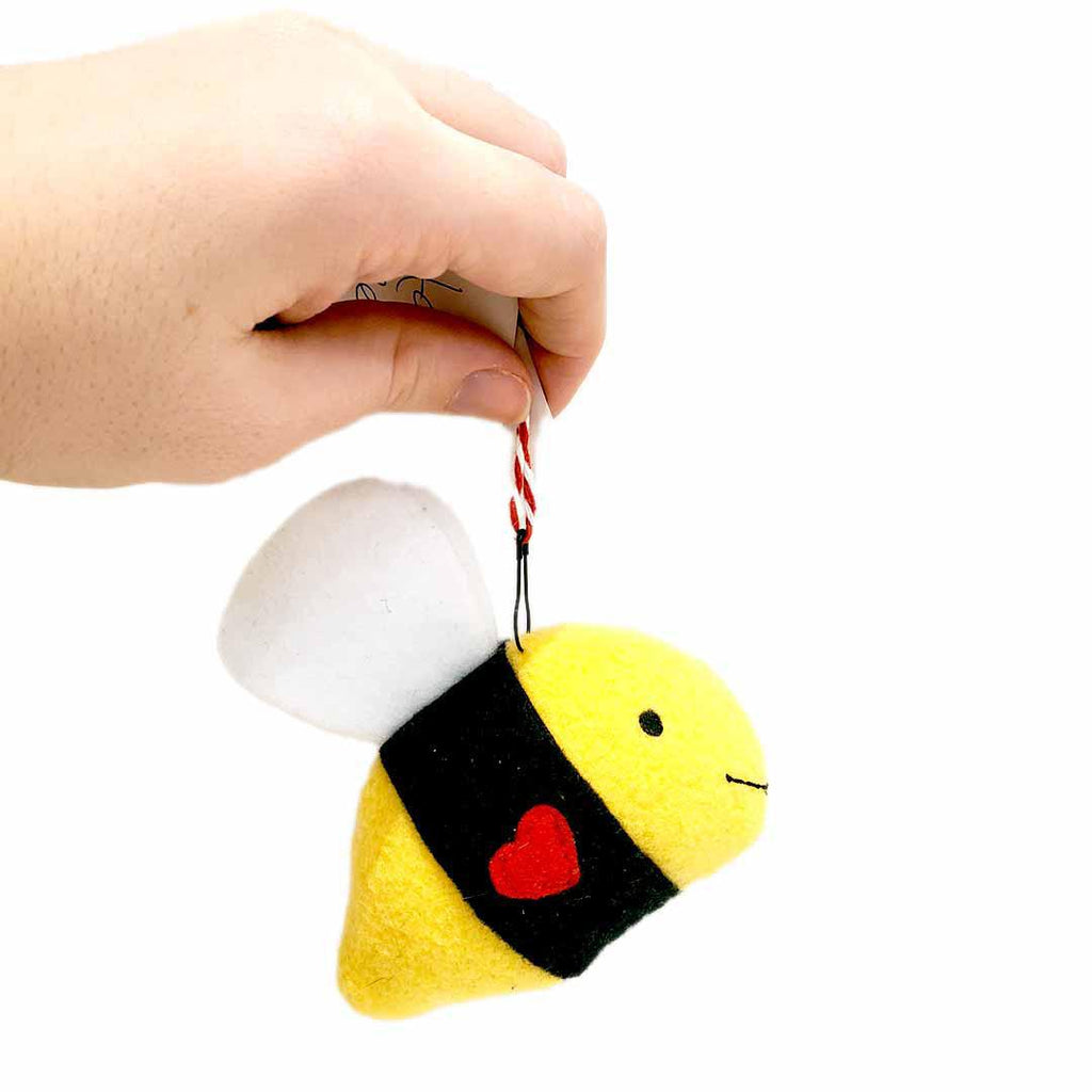 Ornament - Bee (Black Yellow) Mini Plush by Happy Groundhog Studio