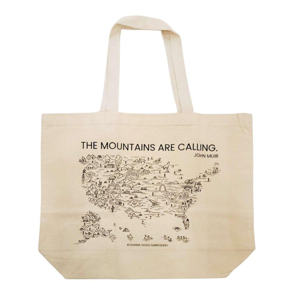 Embroidery Kit - The Mountains are Calling Tote Bag by By Hand Craft Co