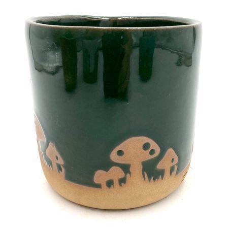 Planter - 4in Forest Green Glazed Mushrooms by Ruby Farms Pottery