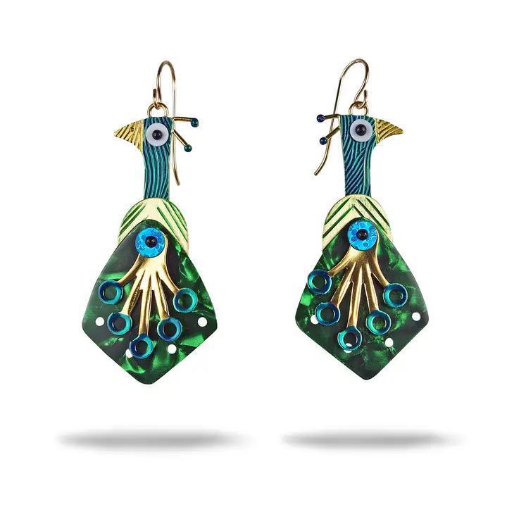 Earrings - Peacocks by Chickenscratch