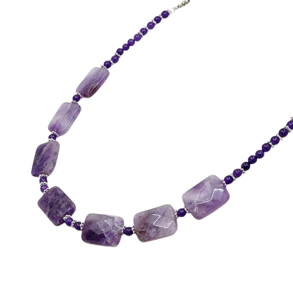 Necklace - Amethyst Rectangle Seven Beads by Tiny Aloha