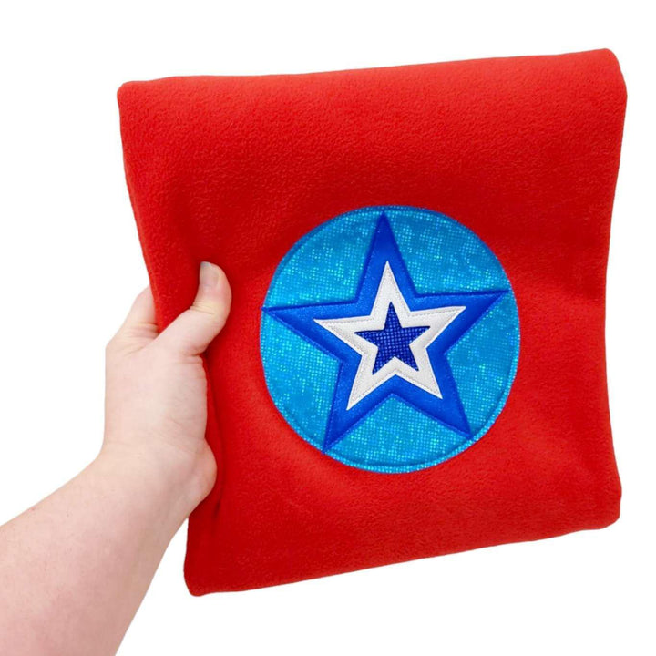 Blanket - Red with Blue Superhero Star by World of Whimm
