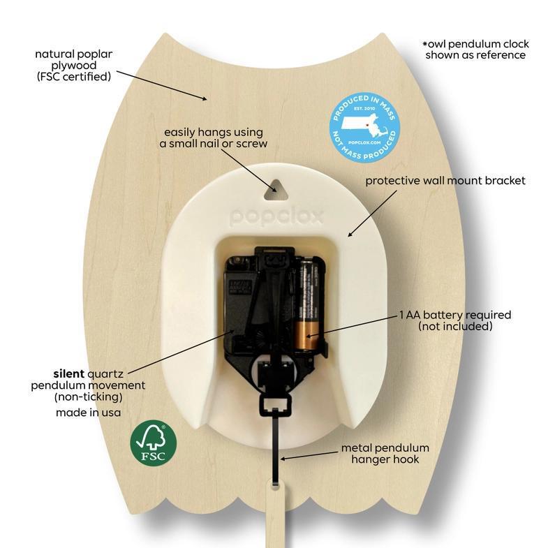 Wood Clock - Whale Pendulum by Popclox