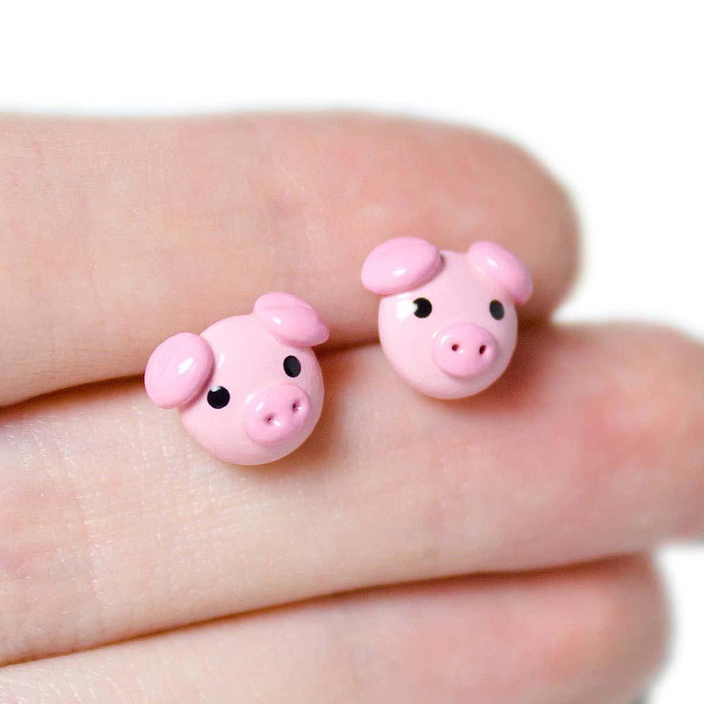 Earrings - Pig Studs by Mariposa Miniatures