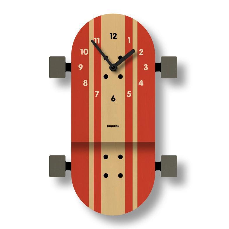 Wood Clock - Skateboard Pendulum by Popclox