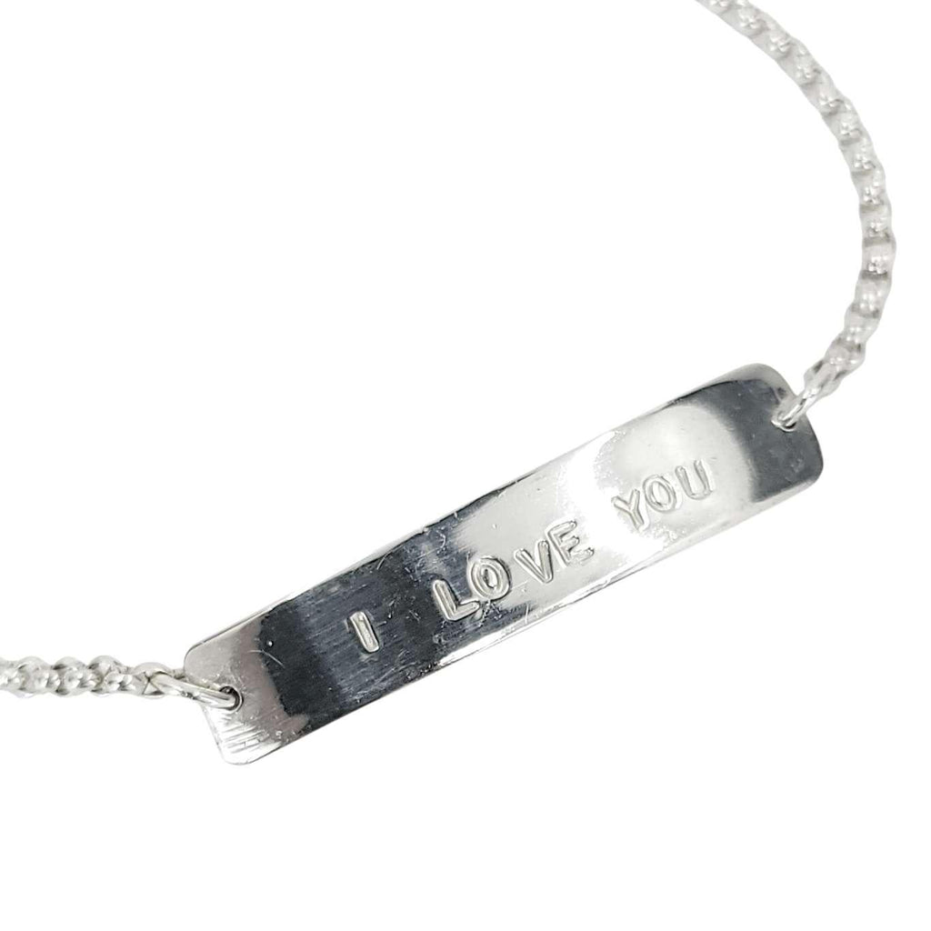 Bracelet - I LOVE YOU Stamped Plate (Sterling Silver) by imakecutestuff
