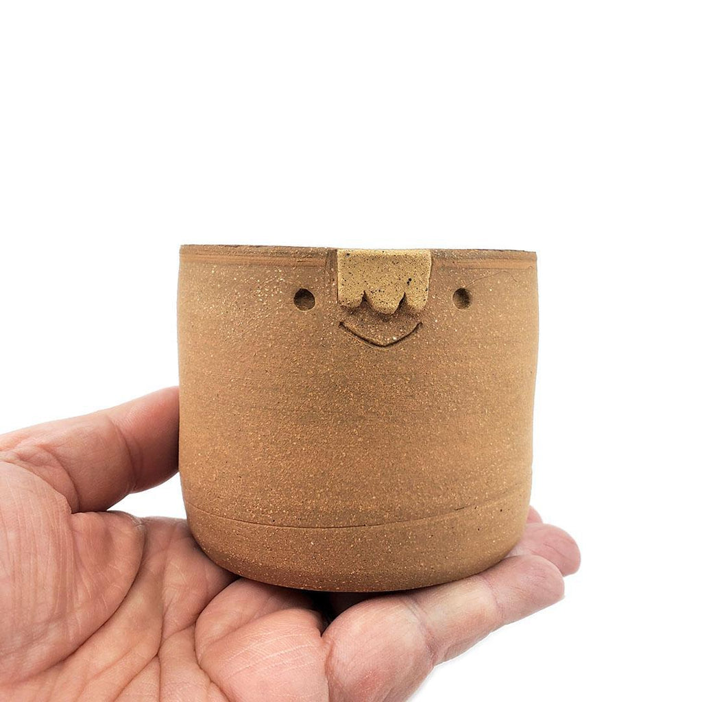 Friendly Planter-  S - Smiling (Teal Interior) by Kathy Manzella Ceramics