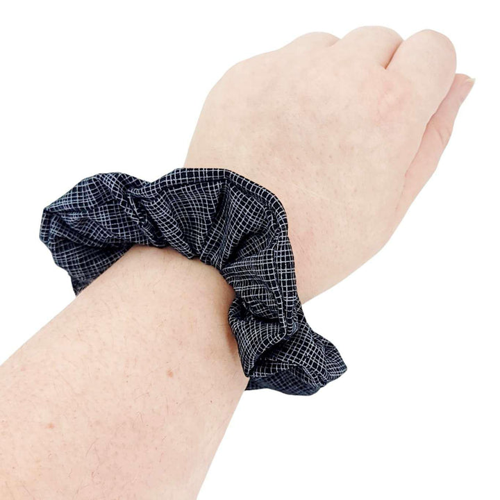 Hair Accessory - Classic Scrunchy in Gray Micro Grid by imakecutestuff