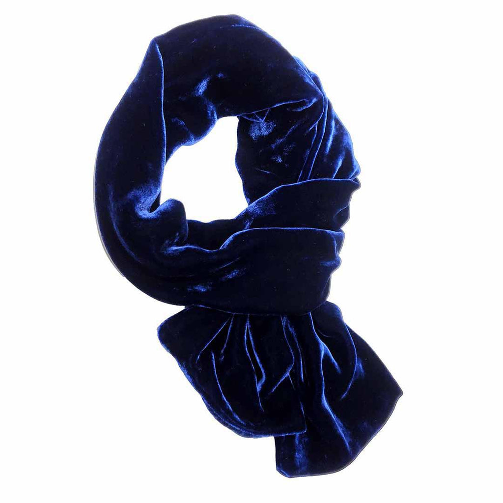 Scarf - Oblong Silk Velvet in Indigo Blue by Dana Herbert