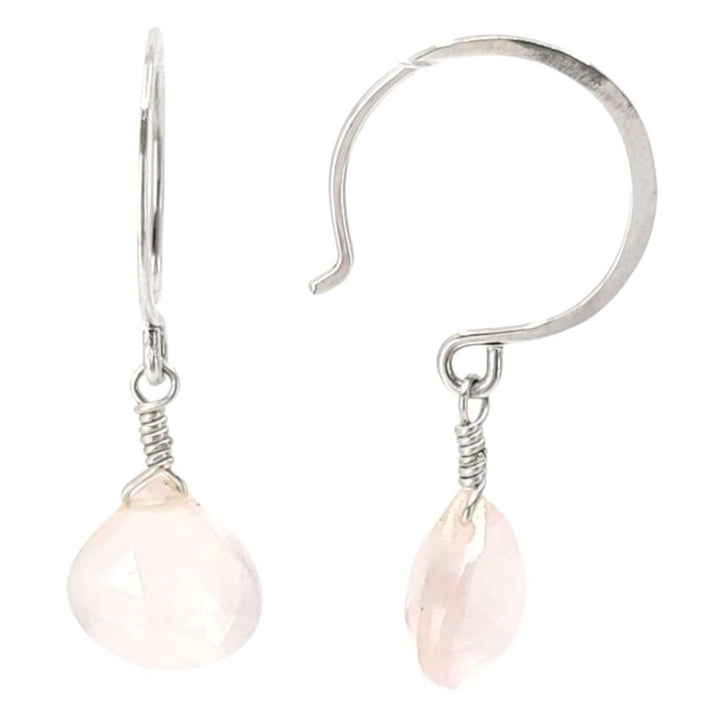 Earrings - Sterling Gemstone Drops (Rose Quartz) by Foamy Wader
