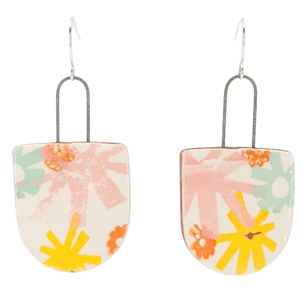 Earrings - Citrus Pop Arch Drops by Catie Miller Ceramics