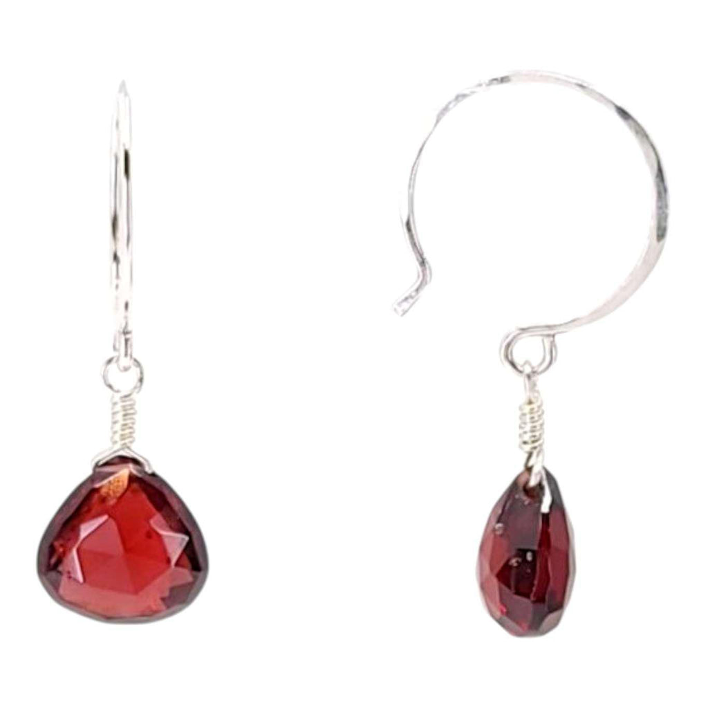 Earrings - Sterling Gemstone Drops (Garnet) by Foamy Wader