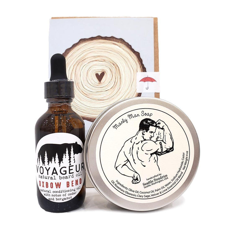 Gift Bundle - Rugged and Refined - Love Stump card, Oxbow Blend Beard Oil, and Manly Man soap