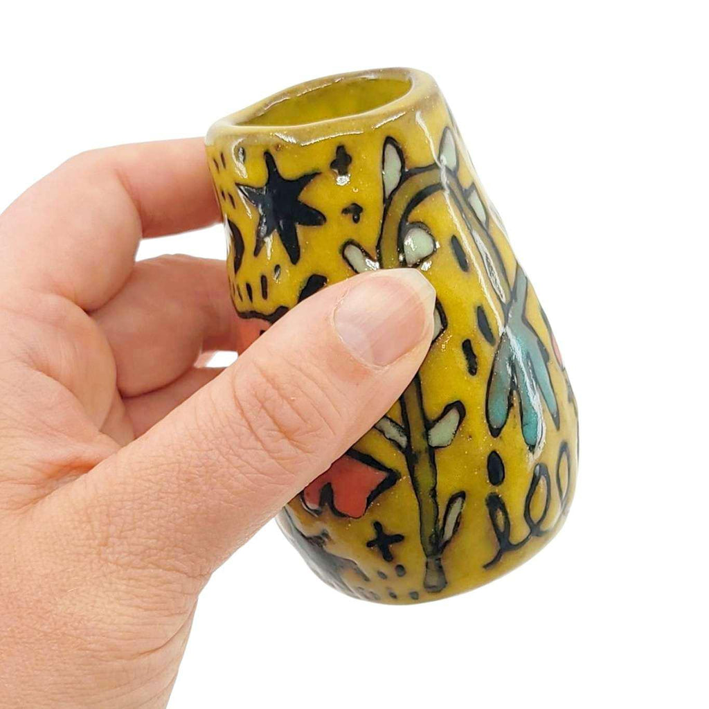 Mini Vase - Flying Birds (Yellows) by Leslie Jenner
