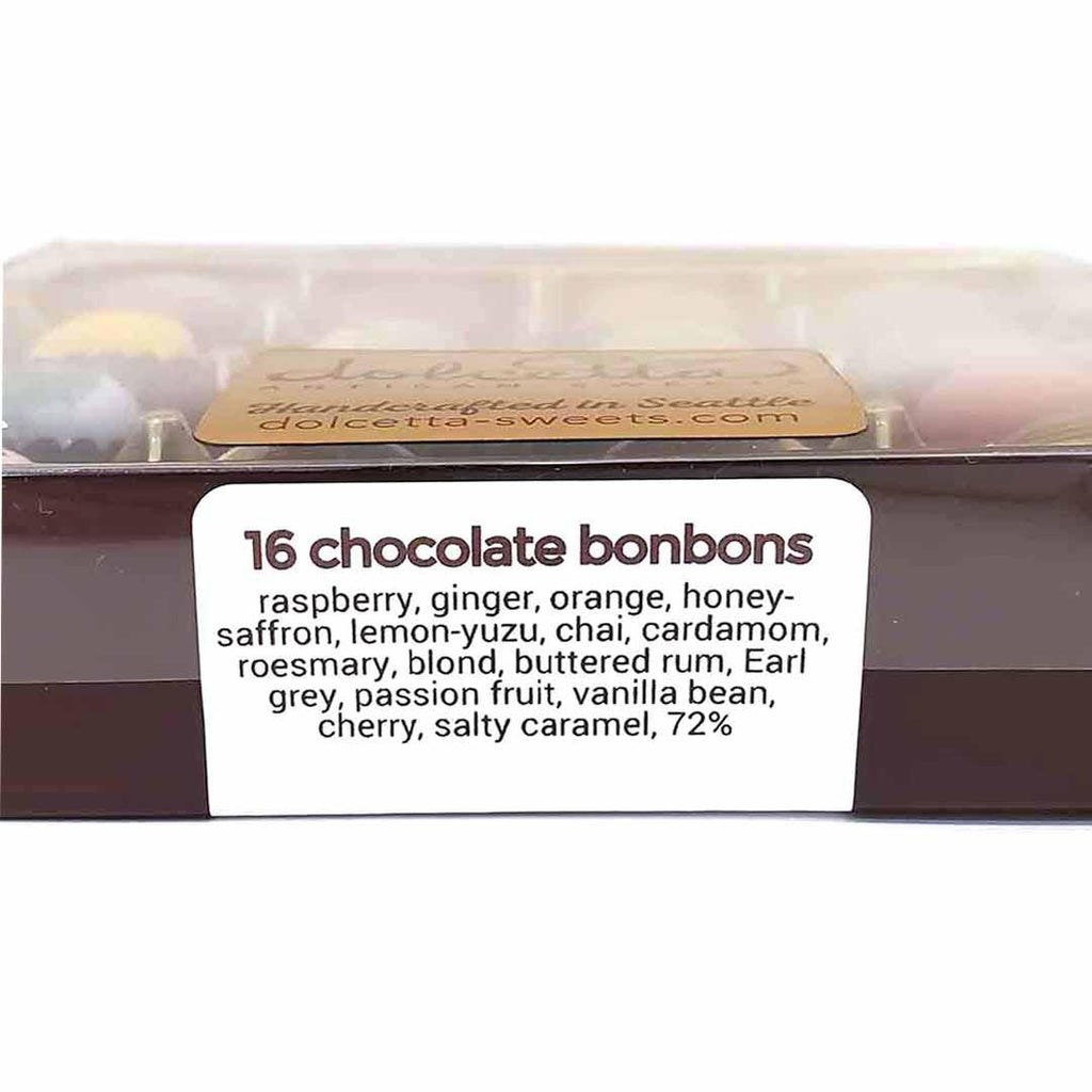 Chocolate Bonbons - 16 Piece Flavor Assortment by Dolcetta Artisan Sweets