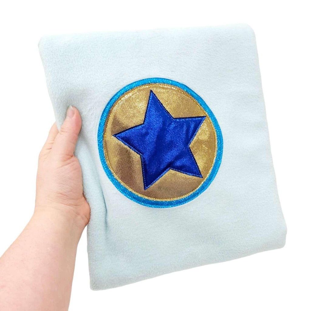 Blanket - Aqua Blue with Blue Star on Gold by World of Whimm