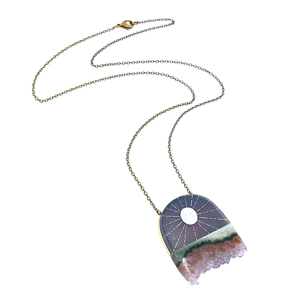 Necklace - Moon Rays Amethyst Jasper Crystal by Fernworks