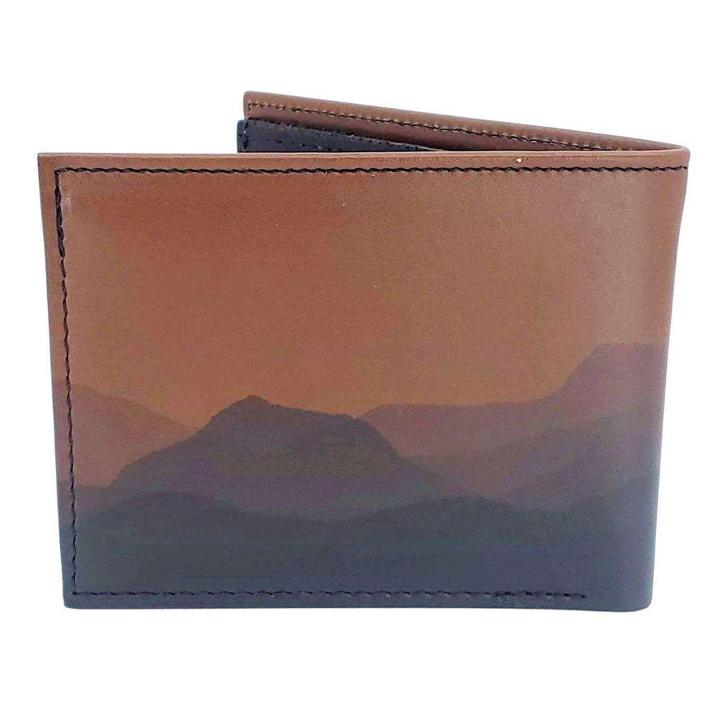 Leather Wallet - Faded Mountains (Brown) by Backerton