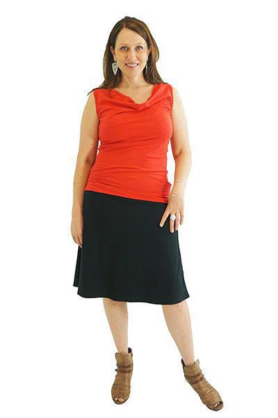 Skirt - Jet Black A-Line Knee Length Basic Skirt (Size S Last one!) by Texture Clothing