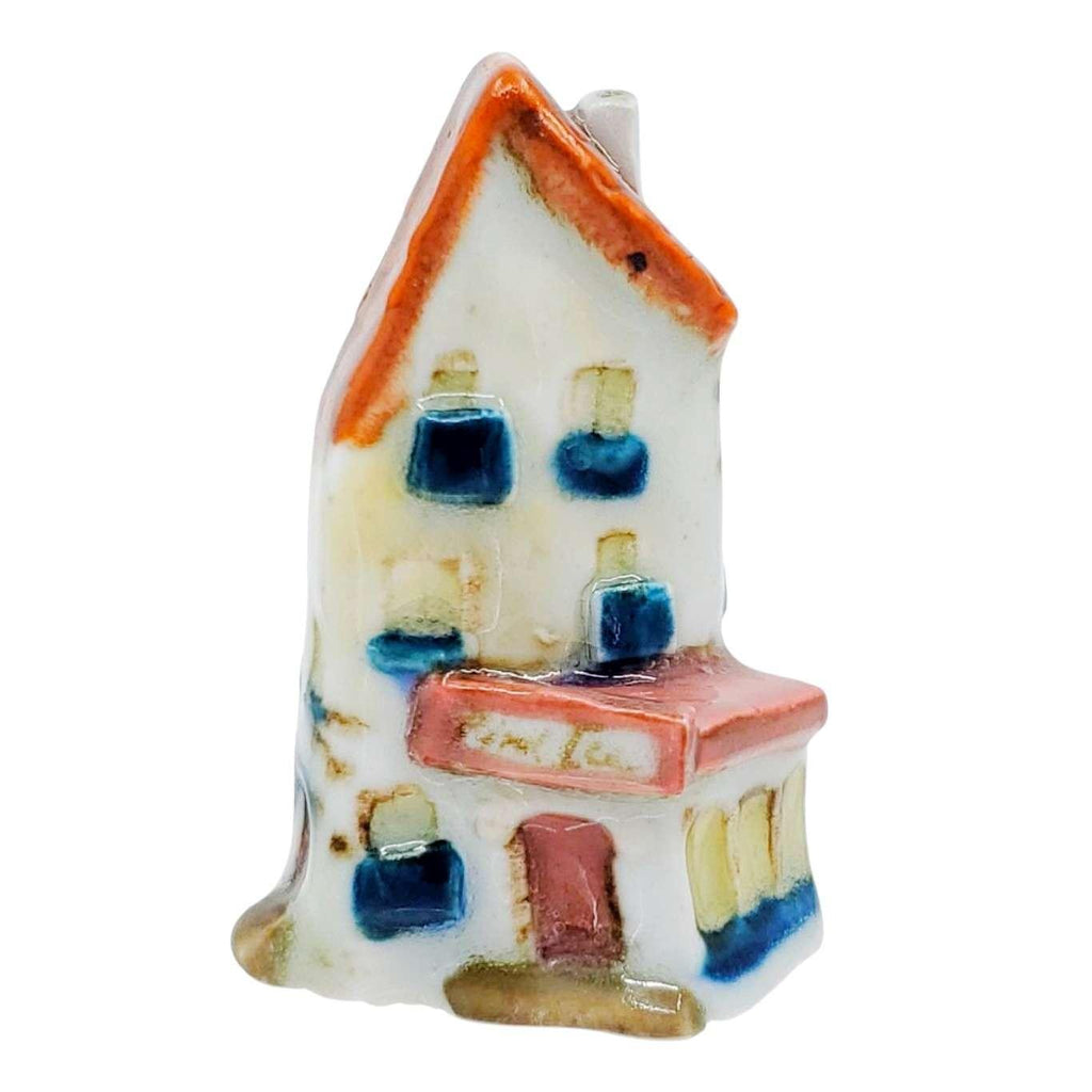 Collectible - Tiny House - Pink Ice (White Walls, Pink Doors, Pink Orange Roof) by Mist Ceramics