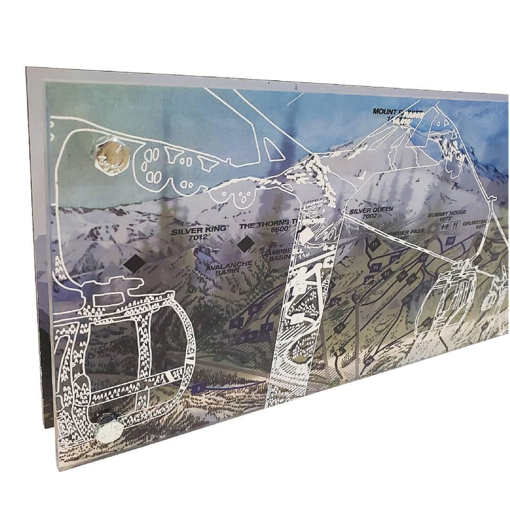 Floating Frame - 16x6 - Crystal Mountain Ski Lift Topography by Modern Terrain