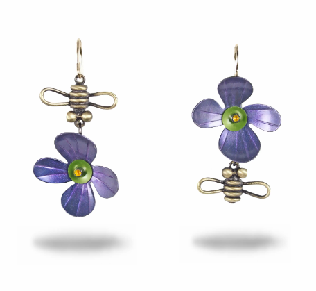 Earrings - Bloom in Violet by Chickenscratch