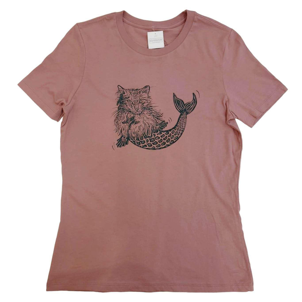 Adult Relaxed Fit - Mer-Cat Vintage Mauve Tee (S - 2X) by Slow Loris